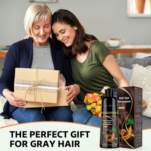 JUANCHI Dark Brown Hair Dye Shampoo 3 in 1, 150ML Hair Dye Shampoo for Women Men