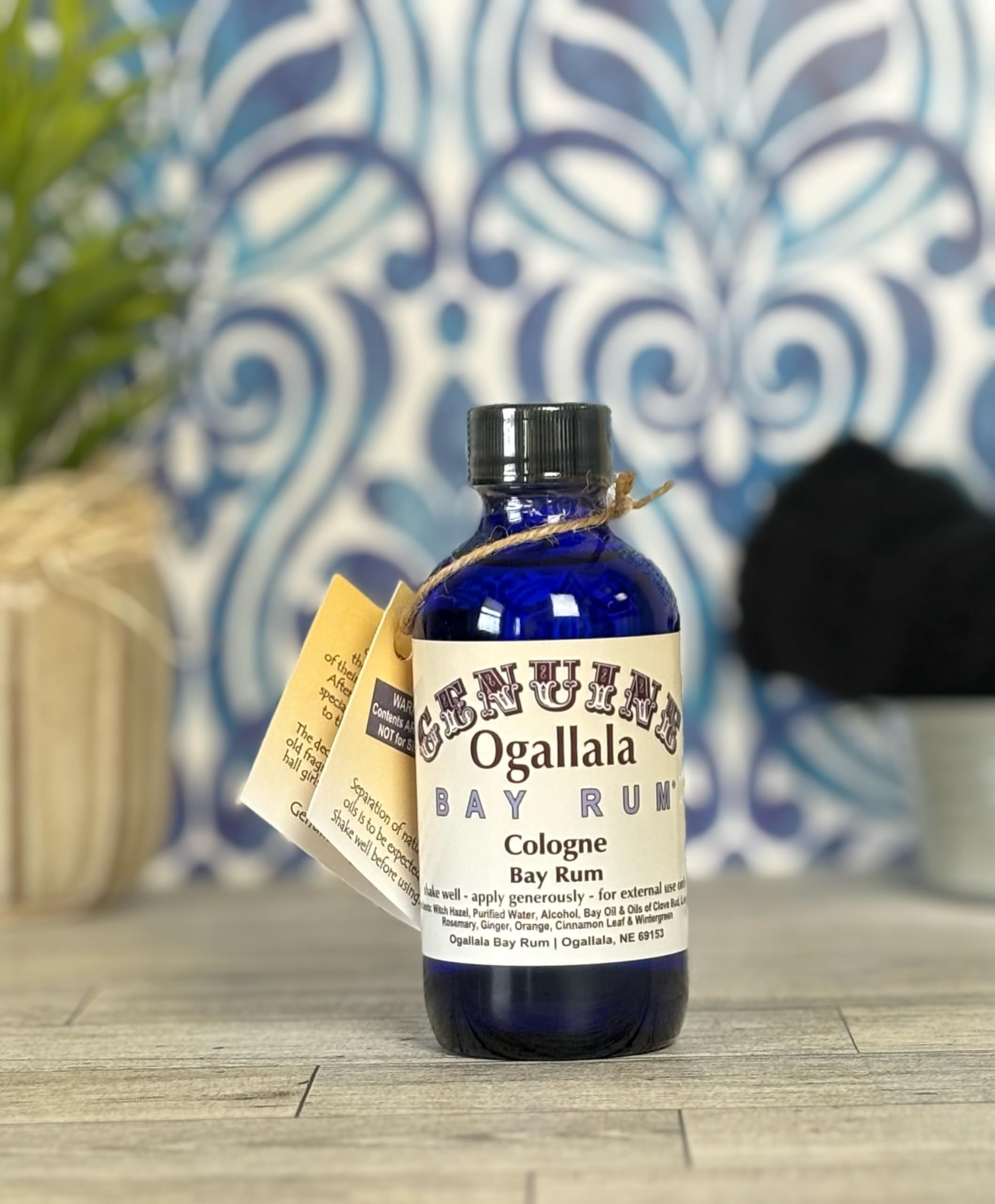 Ogallala Bay Rum Genuine Cologne Regular Strength - 4 oz Cobalt Blue Bottle -