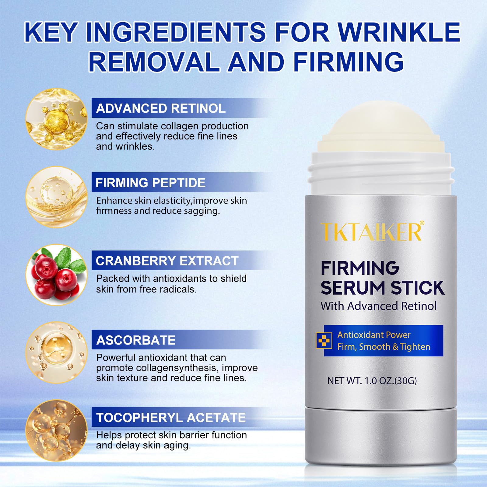 Advanced Retinol Firming Stick – Antioxidant-Enriched and Peptde to Visibly Tighten and Firm Wrinkles and Laugh Lines, Visible Results in 3-4 Weeks 1.0 Oz