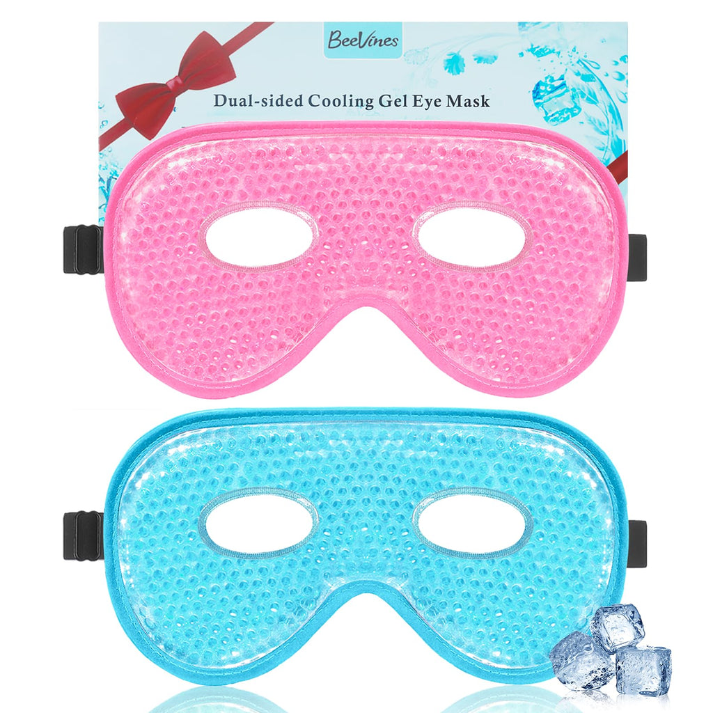 BeeVines Gel Eye Mask, 2 Pack XL Jumbo Size Cooling Ice Masks for Puffy Eyes for Men & Women, Cold & Warm Compress for Post Surgery, Puffiness, Allergies, Sinuses & Migraines Treatment