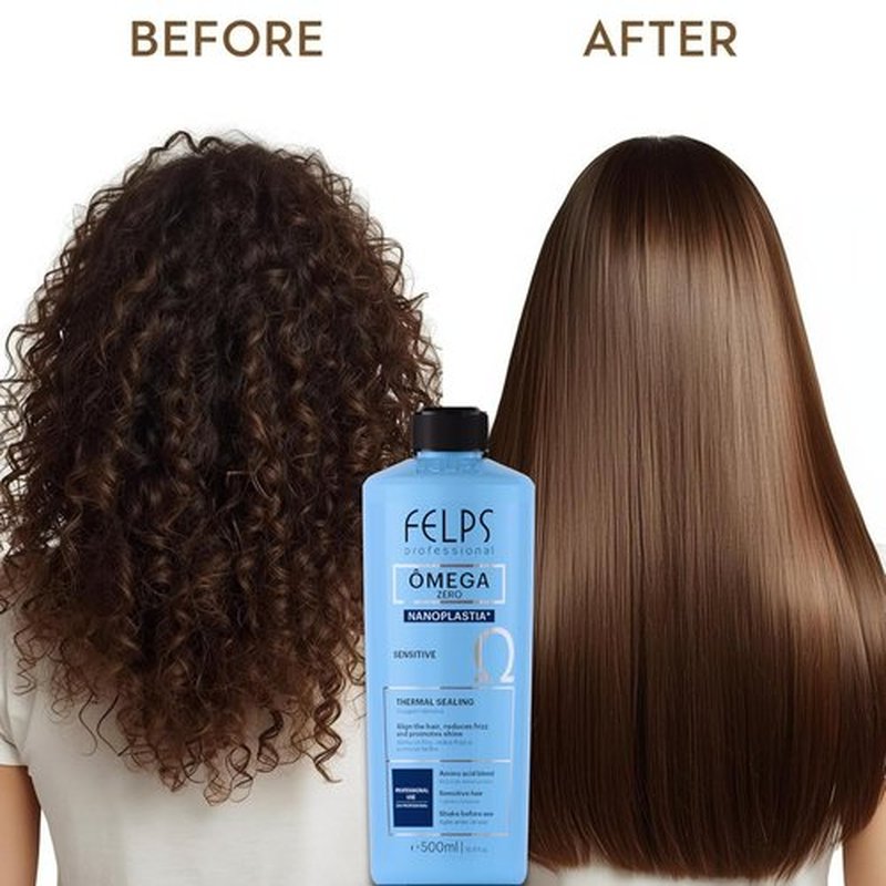 Felps Professional Omega Sensitive - Thermal Sealing Nanoplasty for Straightening & Smoothing Hair - 500ml/16.90oz