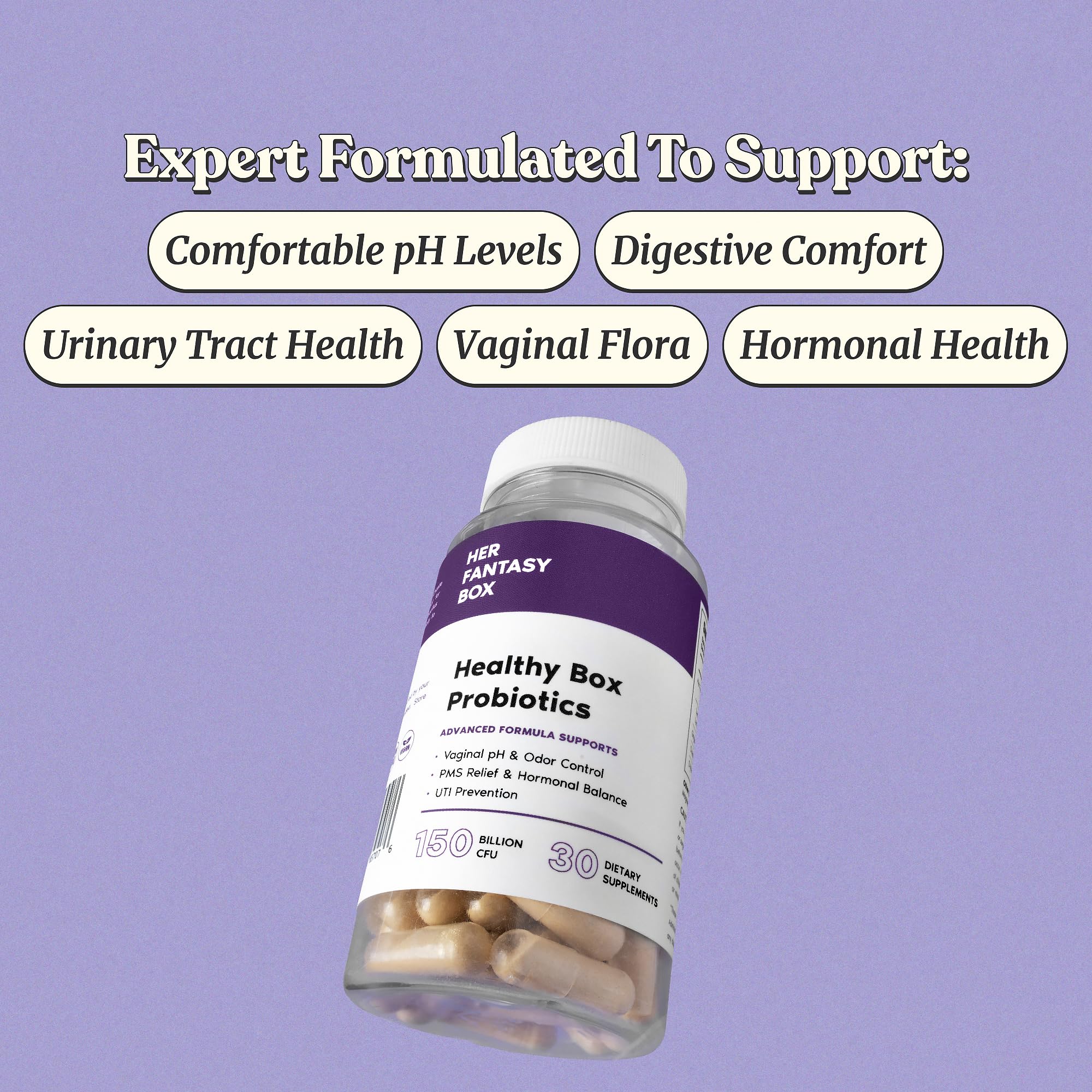 Her Fantasy Box | Healthy Box | Vaginal Probiotics for Women – Prebiotics + Advanced Lactobacillus Blend – Supports Natural Hormonal Balance – Feminine Health Support with Cranberry & D-Mannose