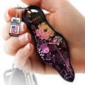 MUNIO Self Defense Keychain – Lightweight, Stylish & Portable Safety Tool for Women & Men – Non-Lethal Kubotan, Easy to Use, TSA Approved – Made in USA – Modern Flowers Design
