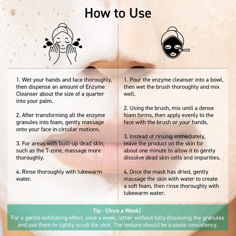 SKIN SIGNAL White Clay Enzyme Cleanser, Gentle Exfoliating Face Wash for Sensitive Skin, Deep Pore Facial Cleanser, Powder to Creamy Clay Mask, Korean Skin Care