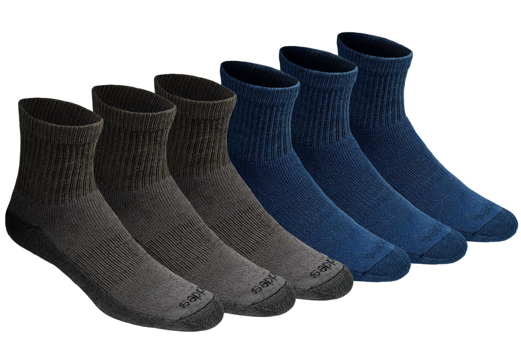 Dickies Men's Dri-Tech Moisture Control Quarter Socks, Available in M-XXL (6, 12, 18 Pairs), Mixed Denim (6 Pairs), Large
