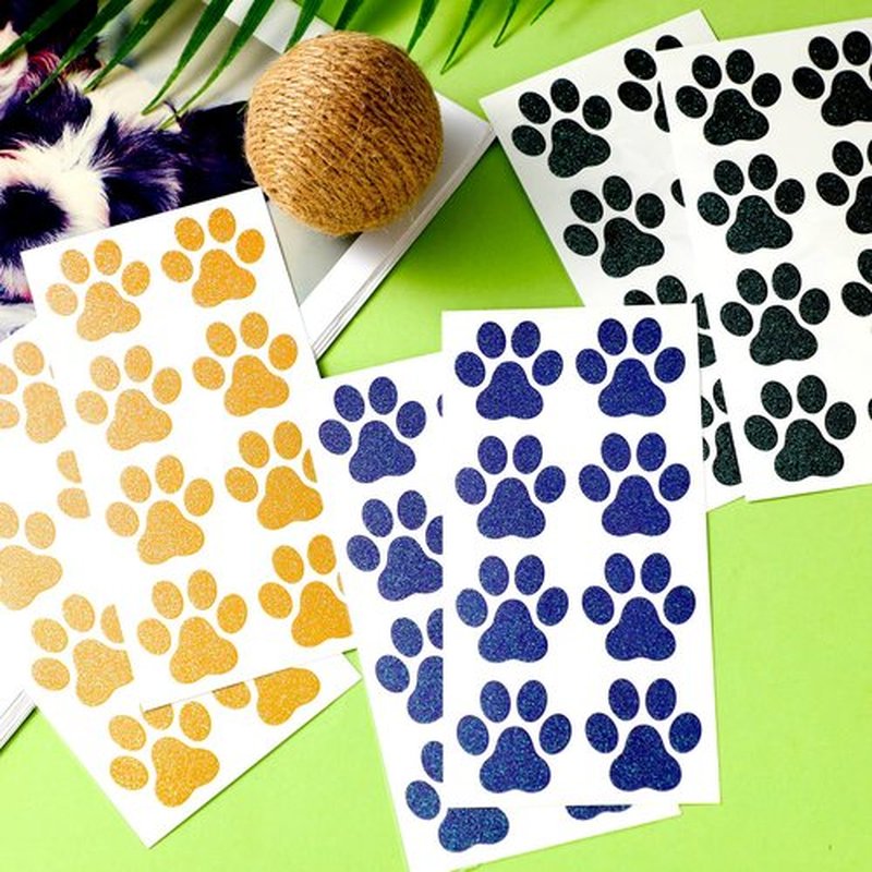 Jutom 30 Sheets 240 Pcs Dog Paw Glitter Tattoo Sticker Temporary Tattoos Dog Paw Body Tattoos for Women Girls Face Body Accessories(Fresh Color)