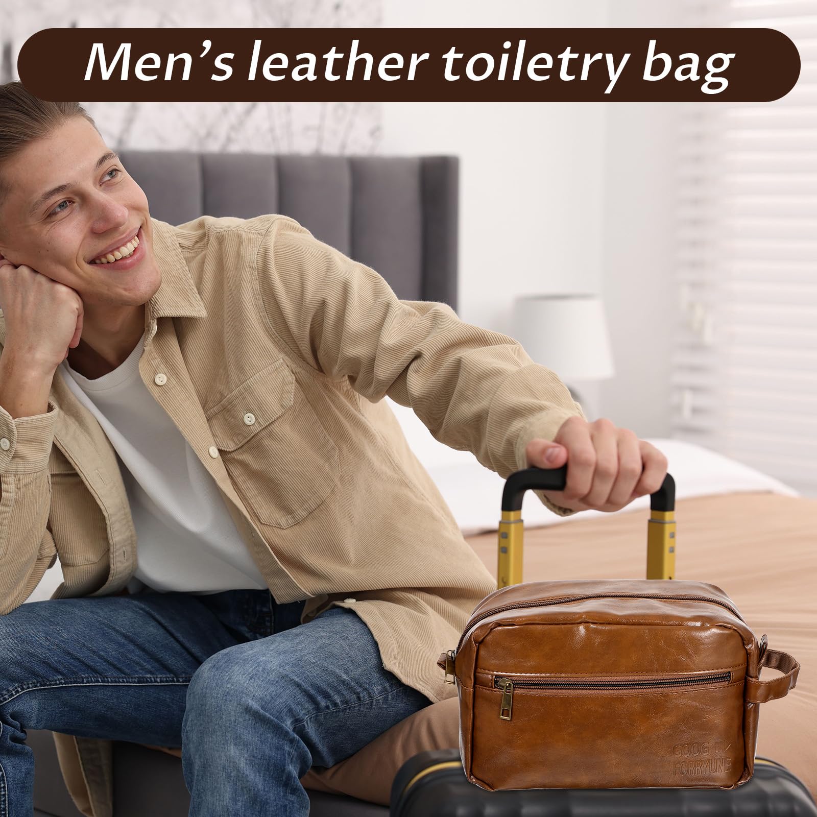 MBAIYO 6 Pcs Toiletry Bags for Men, Groomsmen Gifts Men's Toiletry Bag Travel Shaving Kit Wedding Proposal Gift for Groomsmen Bachelor Party Favors (Brown)