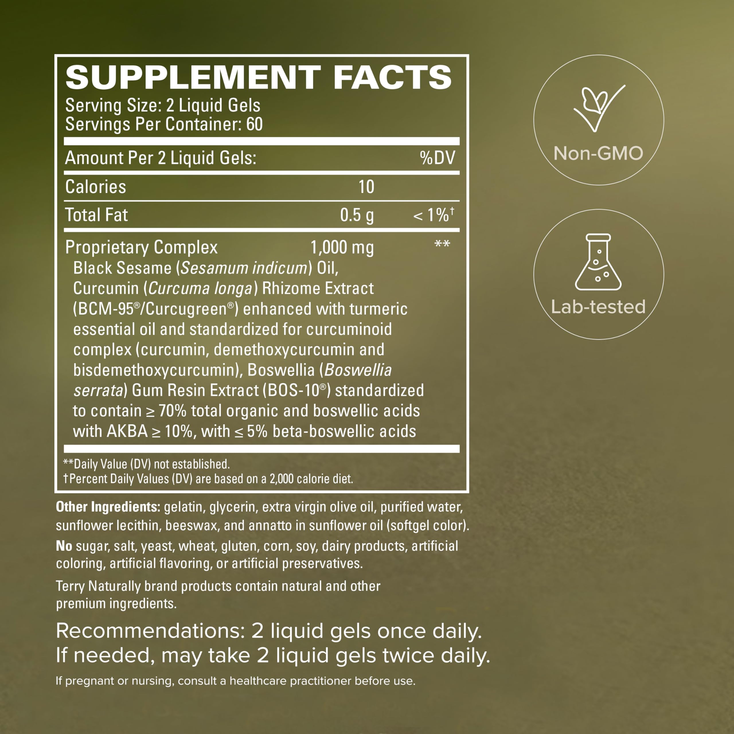 Terry Naturally CuraMed Acute Pain Relief - Supplement with BCM-95 Curcumin & BOS-10 Boswellia - Black Sesame Seed Oil to Support Relief of Occasional Discomfort - 120 Liquid Gels (Pack of 1)