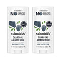 Schmidt's Charcoal & Magnesium Vegan Deodorant - Aluminum-Free, 48-Hour Odor Protection, 2.65 oz | Pack of 2
