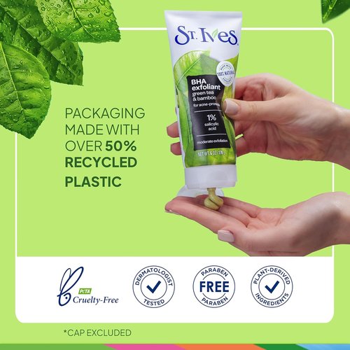 St. Ives Blackhead Clearing Face Scrub - Unclogs Pores & Clears Blackheads | Green Tea & Bamboo, 6 oz