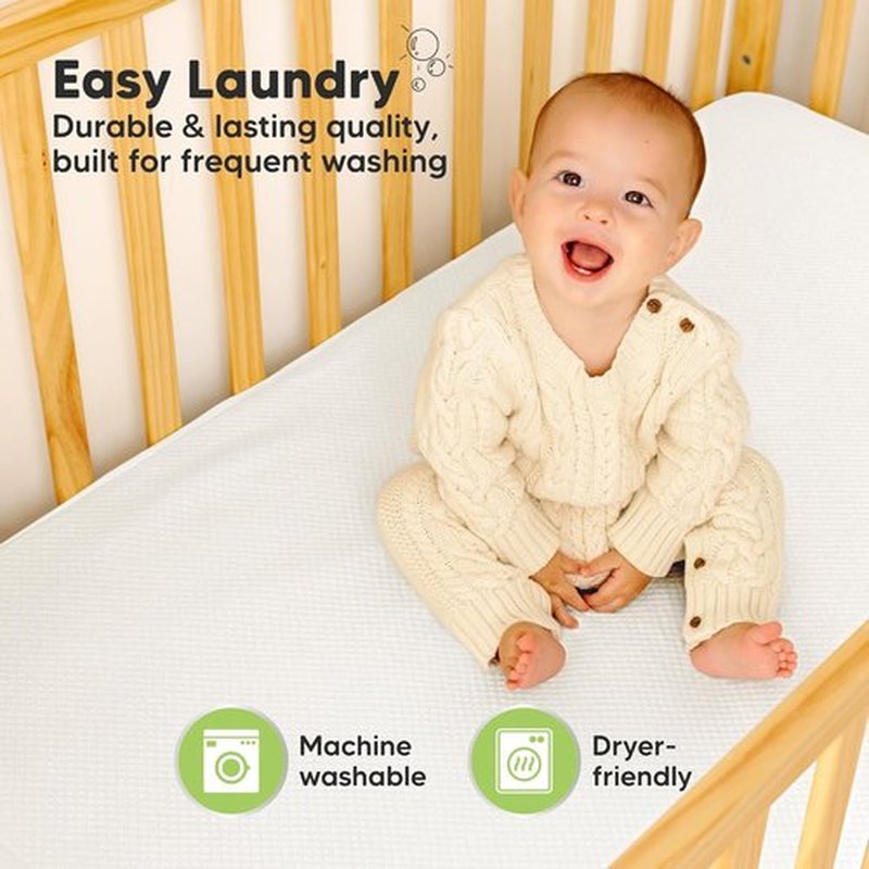 Skiennix 2-Pack Waterproof Crib Mattress Protector - Soft Quilted Cotton, 52" x 28", Machine Washable, Easy Fit