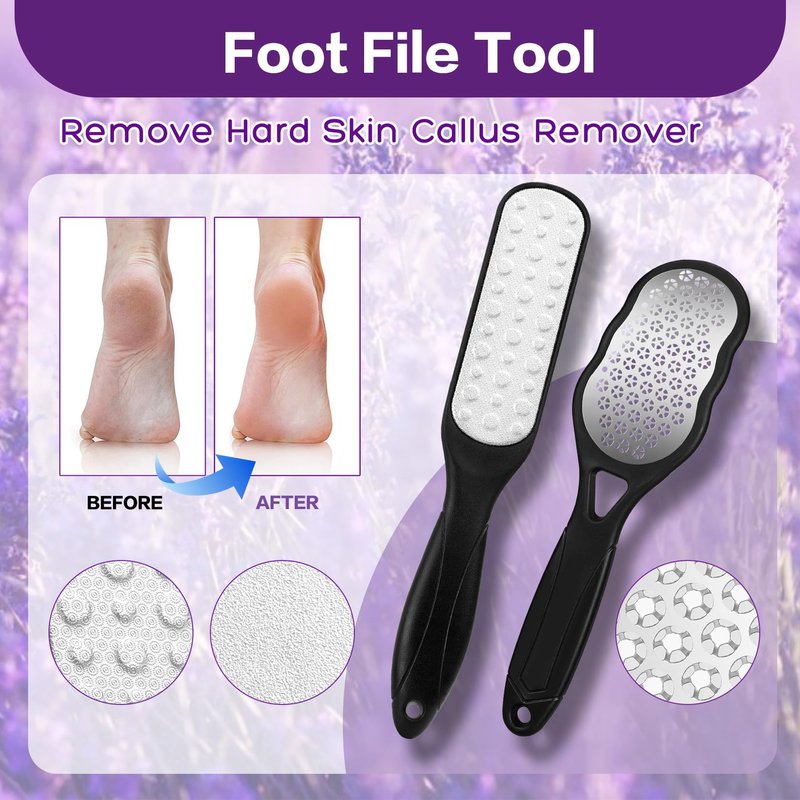 XIWEIOO Pack of 4 lavender Himalayan Pink FOOT SOAK SALT Kit Tea Tree OiFoot Callus Remover Gel Kit Foot Files Set Moisturize, Foot Odor cream spa massager Epsom Salt pedicure at home spa