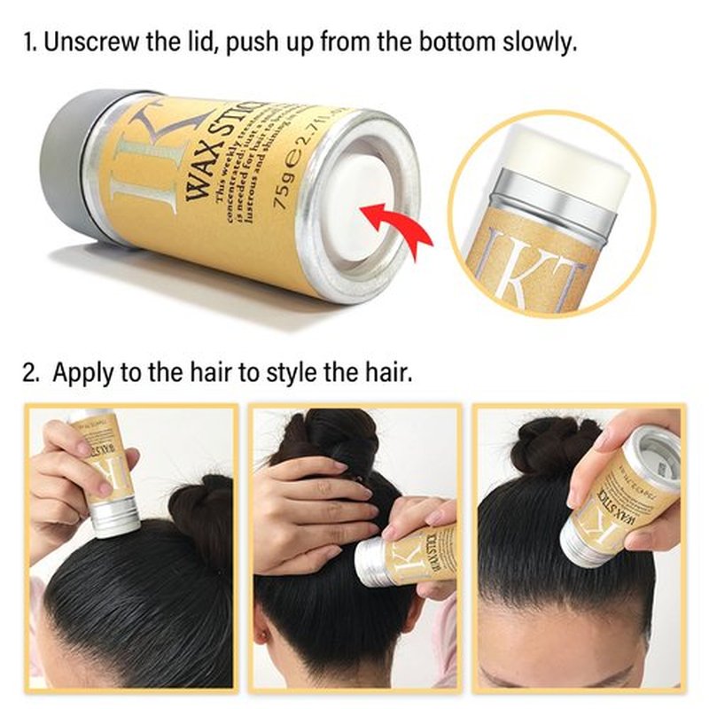 Slick Back Hair Brush & Hair Wax Stick Set for Women & Kids, Boar Bristle Brush for Sleek Sectioning & Parting, Wax Stick Control, Smooth Flyaways & Baby Hairs air Pomade Stick