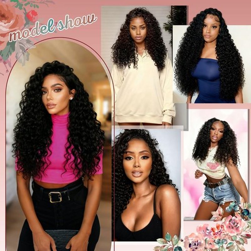 Pinketer Deep Wave Half Wig Human Hair 24inch Wear and Go Glueless Curly Wig 200% Density 3 In 1 Seamless Flip Over Drawstring No Headband Wig for Black Women Beginner Friendly Natural Color