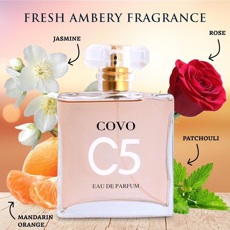 Urban Collection Covo C5 Eau De Parfum for Women - 3.3 fl oz | Delicate Floral Jasmine & May Rose Scents - Cruelty-Free Gift