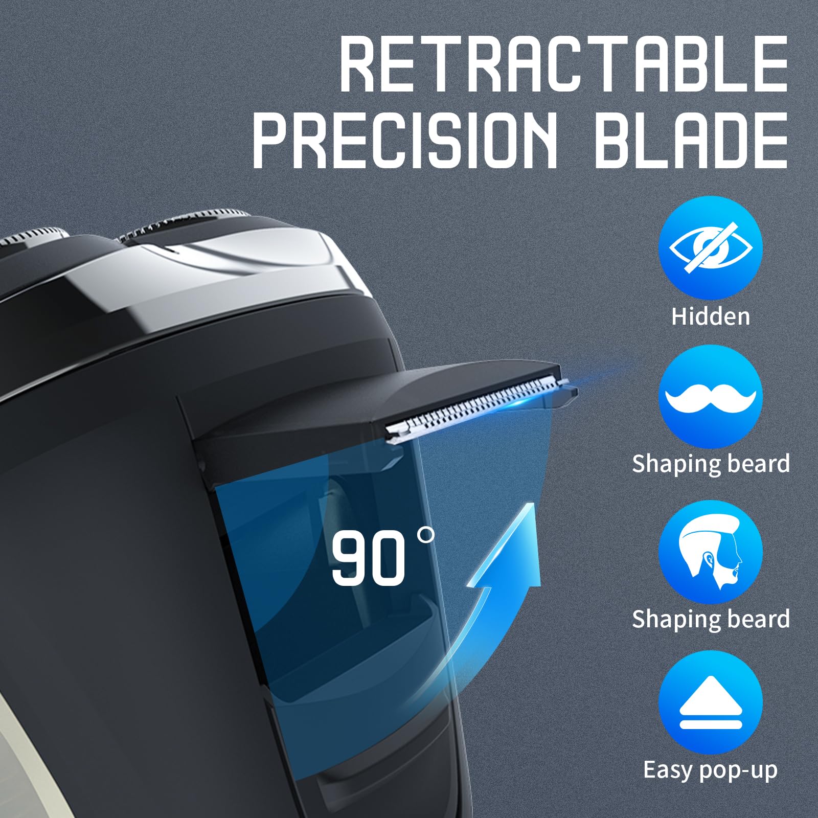 Snapbuy Electric Razor for Men, Waterproof Cordless Shaver with 90-Min Runtime,4D Floating Precision Blades System, Fast Charging, Travel-Friendly for Wet & Dry Use (Blue)