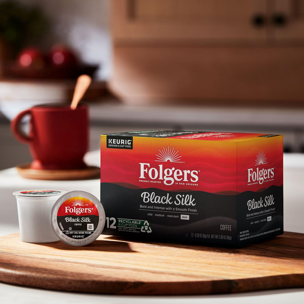 Folgers Black Silk Coffee, Dark Roast, Keurig K-Cup Pods, 72 Count