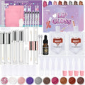TSVATE Lip Gloss Making Kit, 58PCS DIY Lip Gloss Kit, Lipgloss Making Kit for Women, Beginner, Girls, Moisturizing Lipgloss Base Moist, Double-Ended Tubes, Jojoba Oil, Tween Girls Gift Trendy Stuff