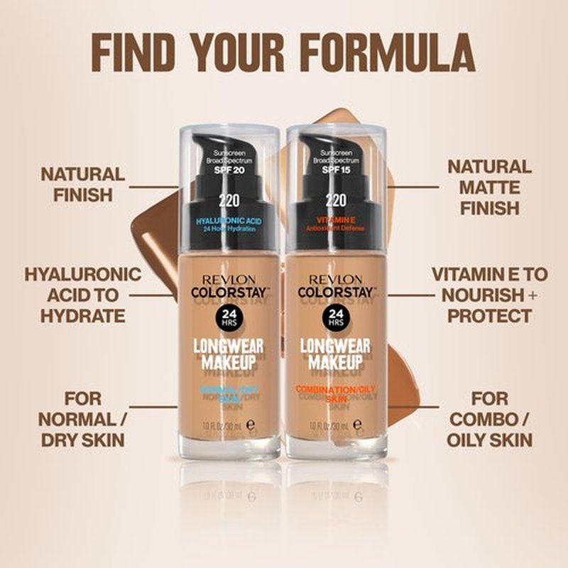 Revlon Liquid Foundation, ColorStay Face Makeup for Combination & Oily Skin, SPF 15, Medium-Full Coverage with Matte Finish, 360 Golden Caramel, 1 Fl Oz (Pack of 2)