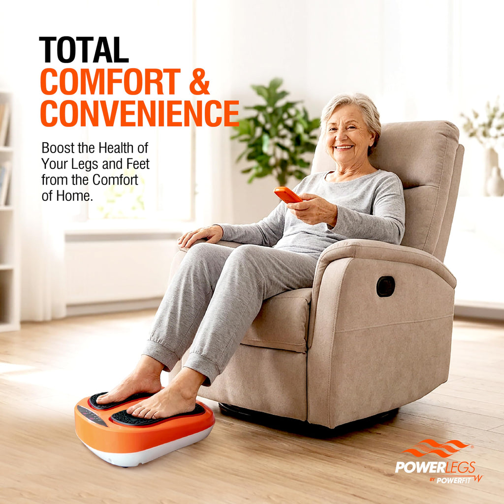 Power Legs Electric Foot Massager Machine with Remote Control, Adjustable Speed, Vibration - Calf Massager - Feet Massager for Neuropathy Pain Relief, Plantar Fasciitis, Leg Blood Circulation (Orange)