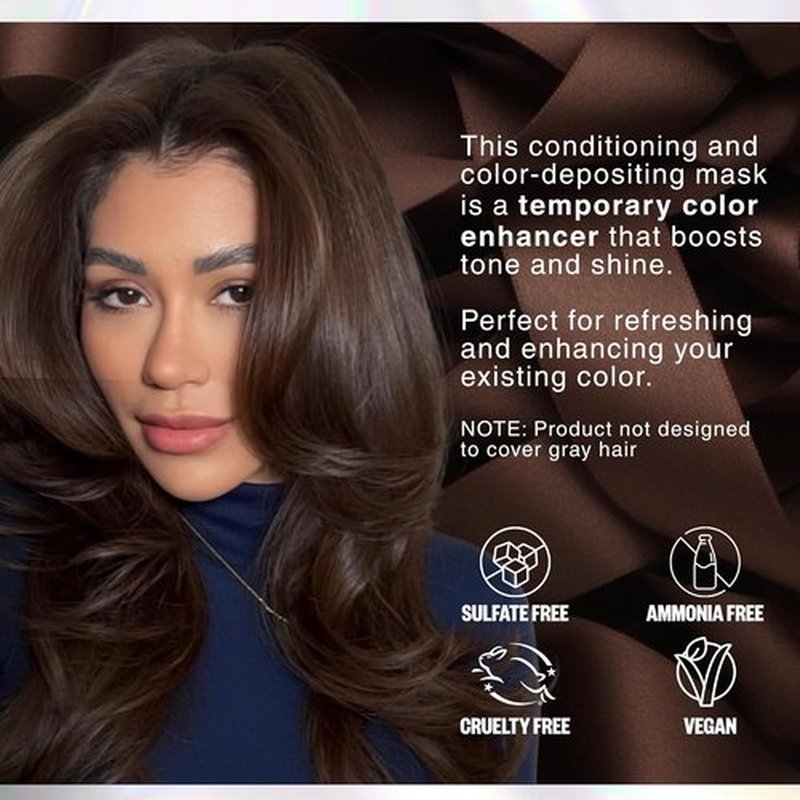IGK Brown Bella Color Depositing Hair Mask - Chocolate Brown Semi-Permanent Conditioner | Hydrating Gloss + Shine | Vegan + Cruelty-Free | 6 oz