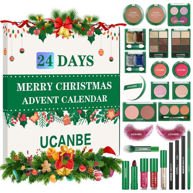 Makeup Advent Calendar 2025, 24 Days Christmas Makeup Gift Set for Adult Women & Teen Girls, UCANBE 2025 Xmas Countdown Calendar Beauty & Cosmetics Holiday Surprise Make Up Gift Kits for Women Full Kit