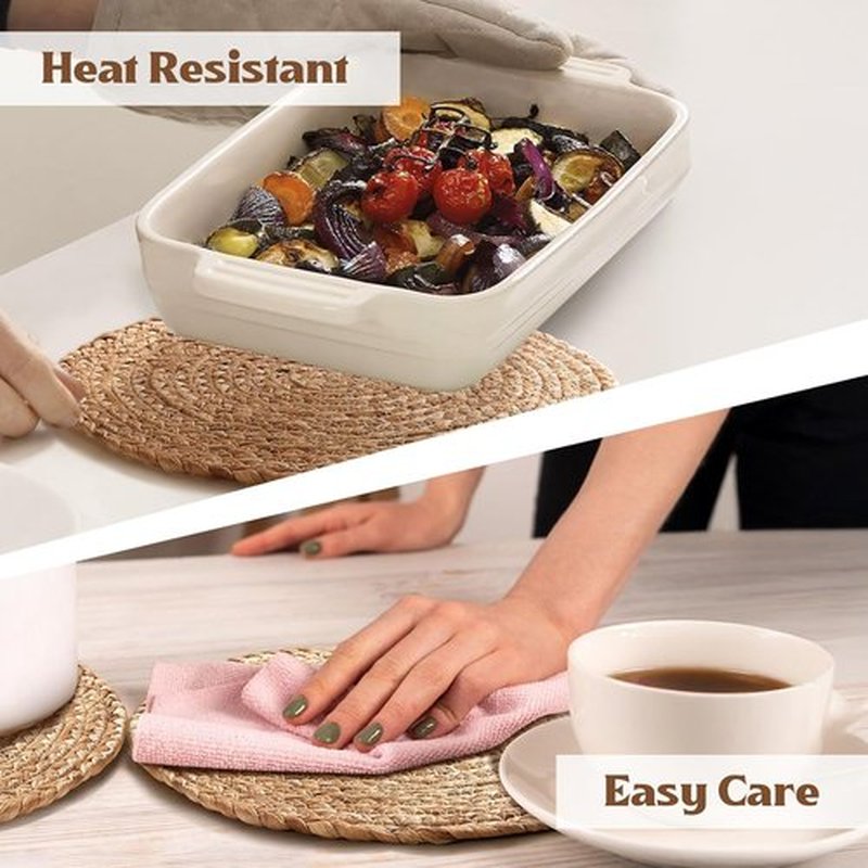 Aofmee Round Woven Placemats Set of 6 - Boho Rattan Table Mats in Natural Water Hyacinth