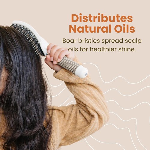 Skiennix Detangling Hair Brush - Gentle Knot Remover with Flexible Bristles | Lightweight Ergonomic Design, White