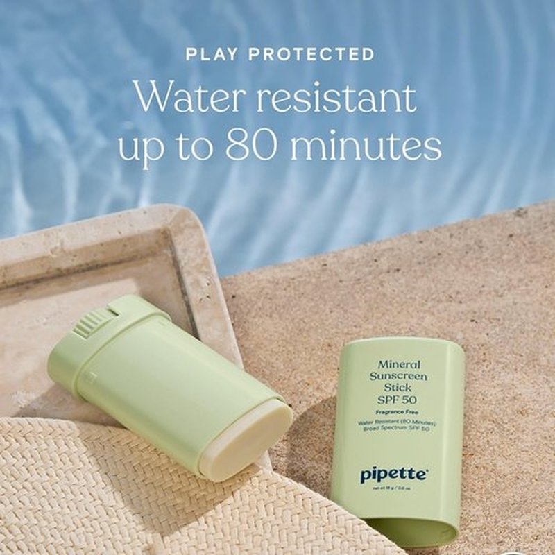 Pipette Baby Mineral Sunscreen Stick SPF 50 - Water-Resistant Zinc Oxide Formula | 0.6 oz Travel Size for Kids