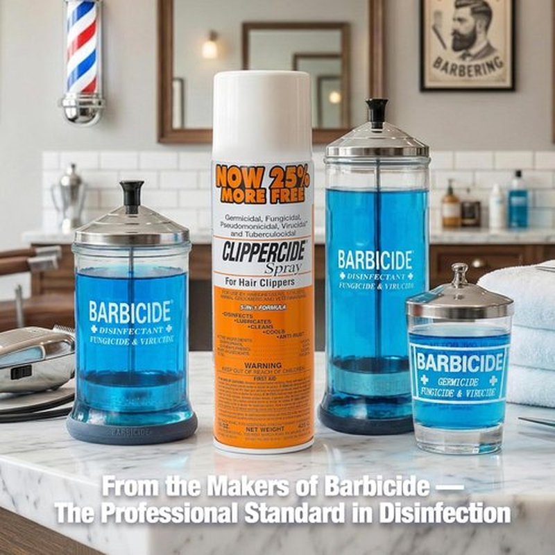 BARBICIDE Clipper Disinfectant Spray - 5-in-1 Cleaner, Lubricant & Rust Preventer | 15oz Professional Spray for Barbers, Stylists & Pet Groomers