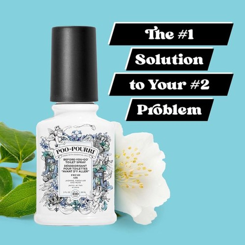 Poo-Pourri Before-You-Go Toilet Spray - Fresh Air Jasmine & Mint, 2 Fl Oz for Odor Elimination