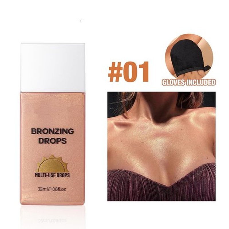 MAEPEOR Bronzing Drops - Sunny Glow Liquid Bronzer for Face & Cheeks | No Transfer Formula (Color 01)