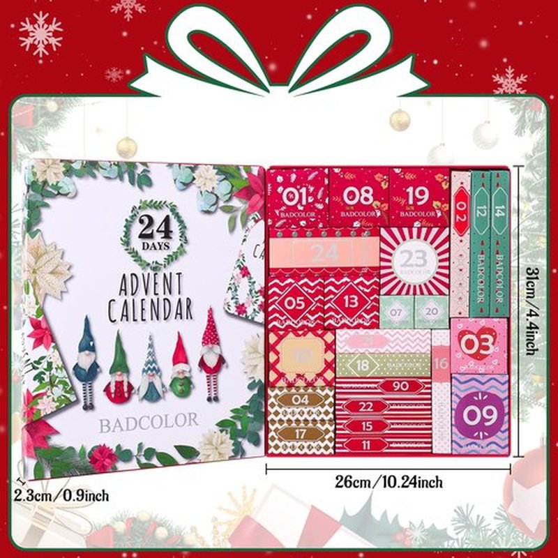 Makeup Advent Calendar 2025, 24 Days Christmas Countdown Calendar Surprise Gift Kit, Xmas Holiday Festival Cosmetic Starter Makeup Set with 24 Beauty Boxes for Women Girls Teens