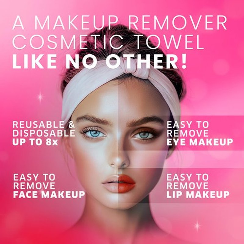 Raine Allure Makeup Remover Cosmetic Towels, Reusable (25 Count, 200 Uses) and Disposable Face Towel, Machine Washable, Ultra Soft, Removes All Types of Makeup, Specifically Made for Face and Body
