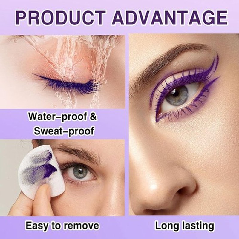 Skiennix Purple Mascara & Eyeliner Set - 5D Volume, Length, Waterproof Formula for All Skin Types