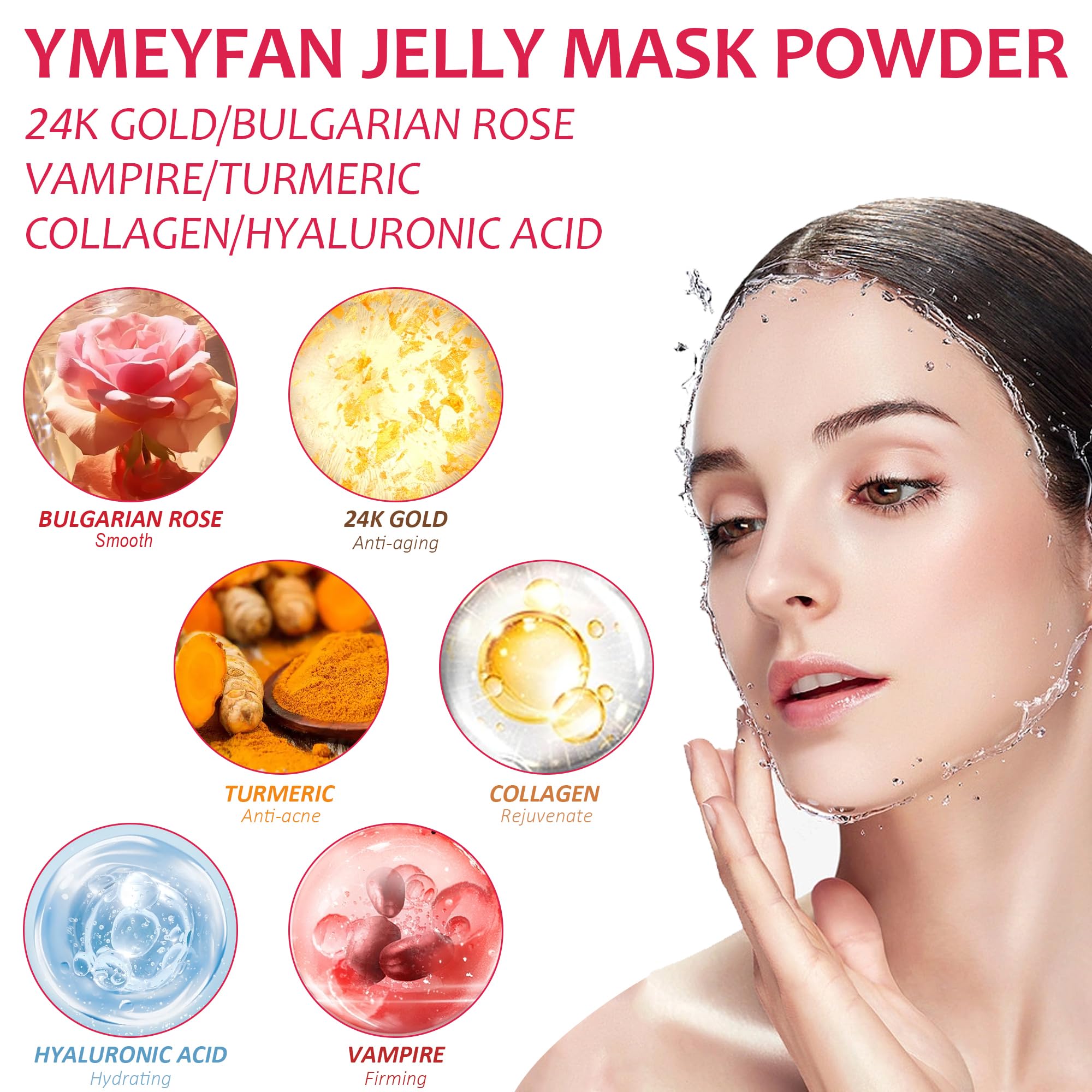 YMEYFAN Jelly Mask for Facials Professional Face Mask Bulk Wholesale, Jelly Mask Powder for Estheticians Supplies Beauty Salon Spa Face Mask Skin Care, 23Fl Oz (6 Jar)