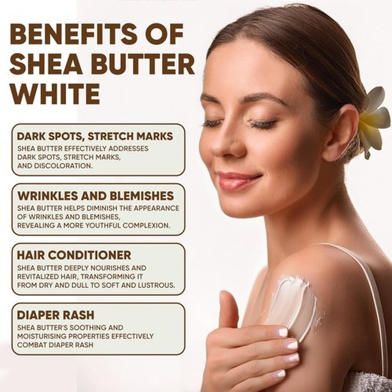 HERBOGANIC Pure Raw African Shea Butter, Organic White Ivory Premium 100% Natural Unrefined Ghana Skin Beauty Care Face Body Hair Scalp Non GMO (5 Lb) (Shea Butter 5 LB)