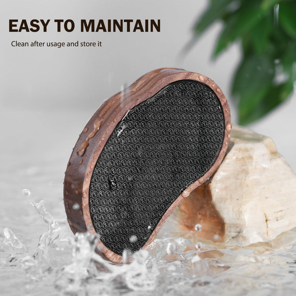 FVION Nano Glass Foot File with Bamboo Handle - Foot Scrubber Dead Skin Pumice Stone for Feet - The Ultimate Gentle Pedicure File Feet Callus Remover (Brown)
