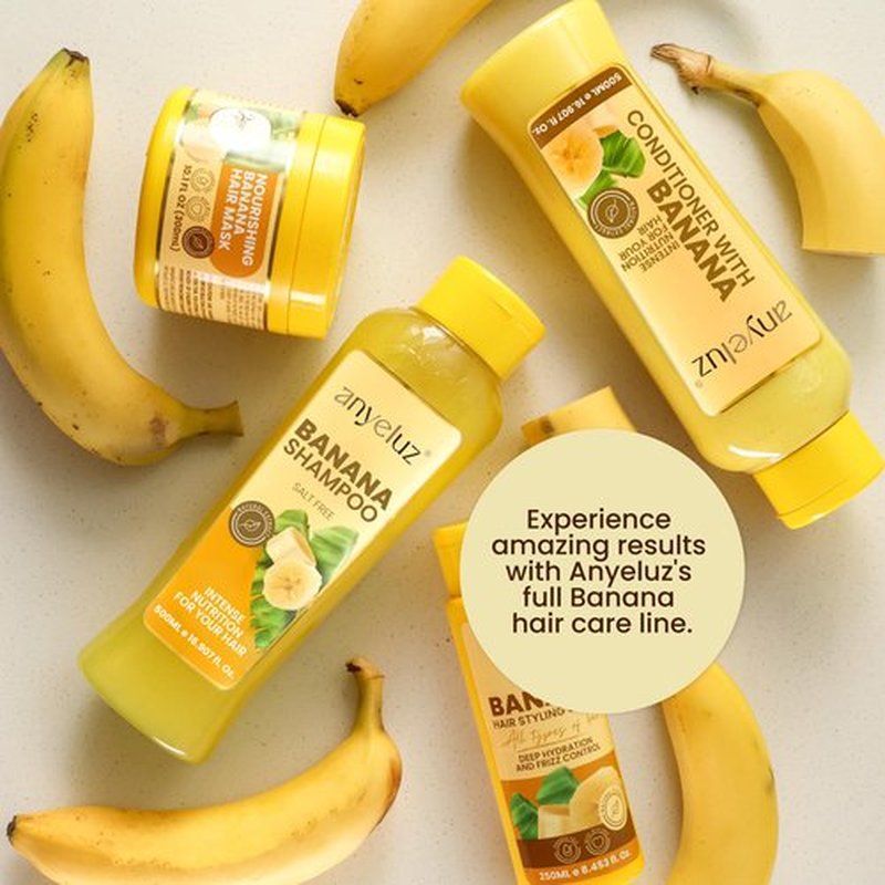ANYELUZ Banana Leave-In Styling Cream - Leave-In Conditioner for Frizz Control and Shine, Strengthens and Smooths Hair