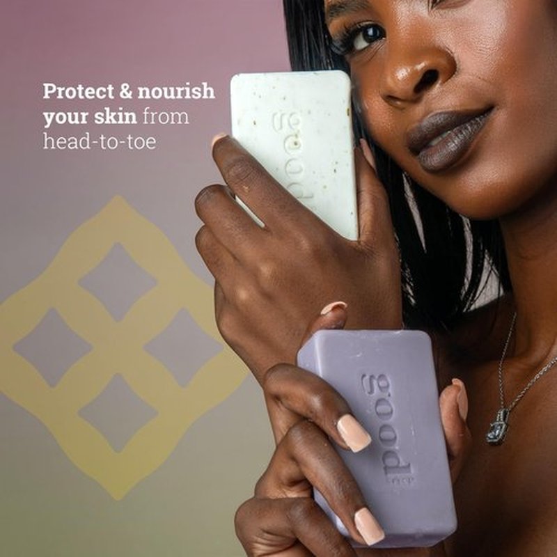 Alaffia Good Soap Lavender (4 Bars) + Trial-Size Herbal Bar – Long-Lasting, Triple-Milled with Fair Trade Shea Butter