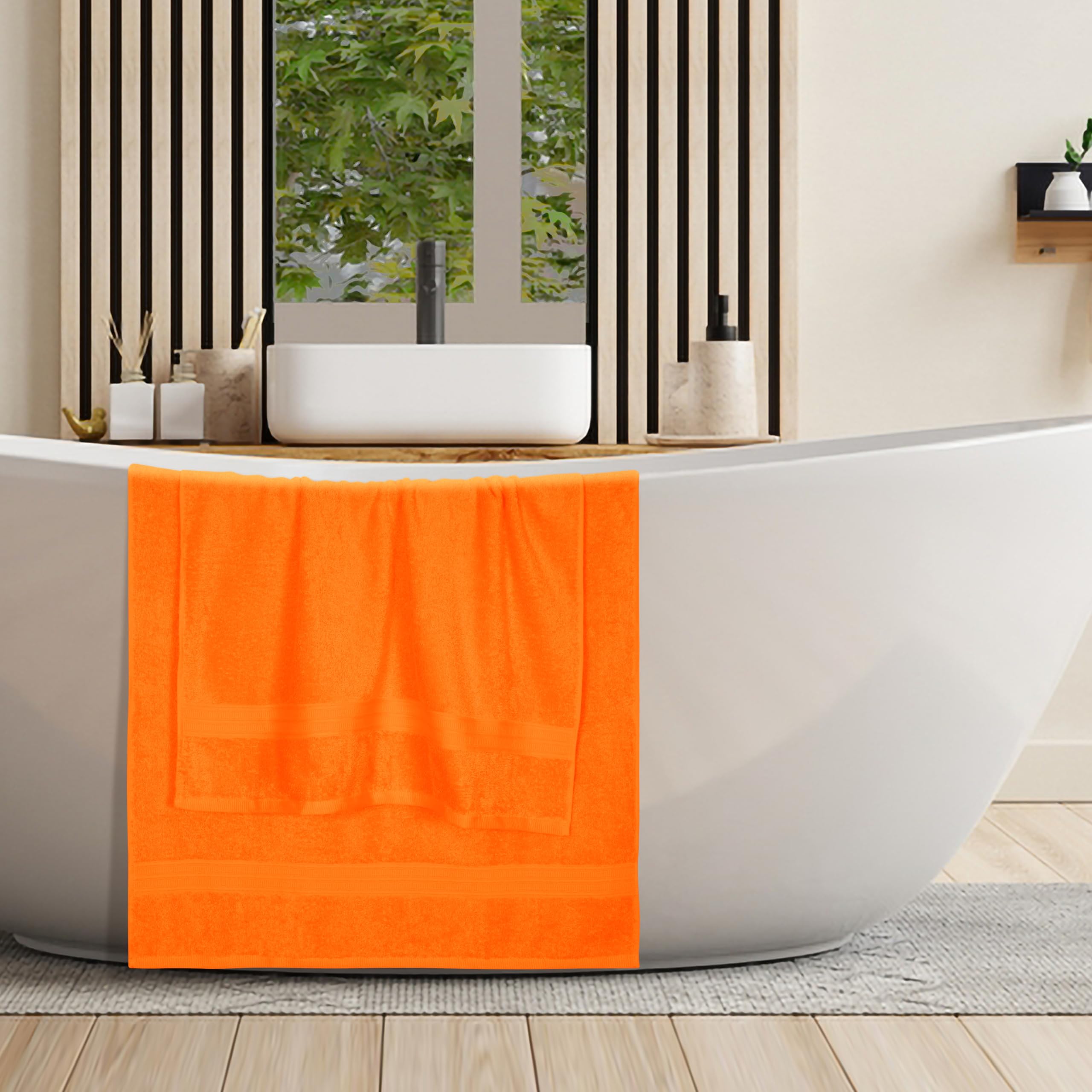 BOUTIQUO Cotton 2 Pack Oversized Bath Towel Set, Large Bath Towels 27x54, Ultra Soft, Absorbent, Compact, Quick Drying and Lightweight, Eco-Friendly and 100% Recyclable Towel Set - Orange