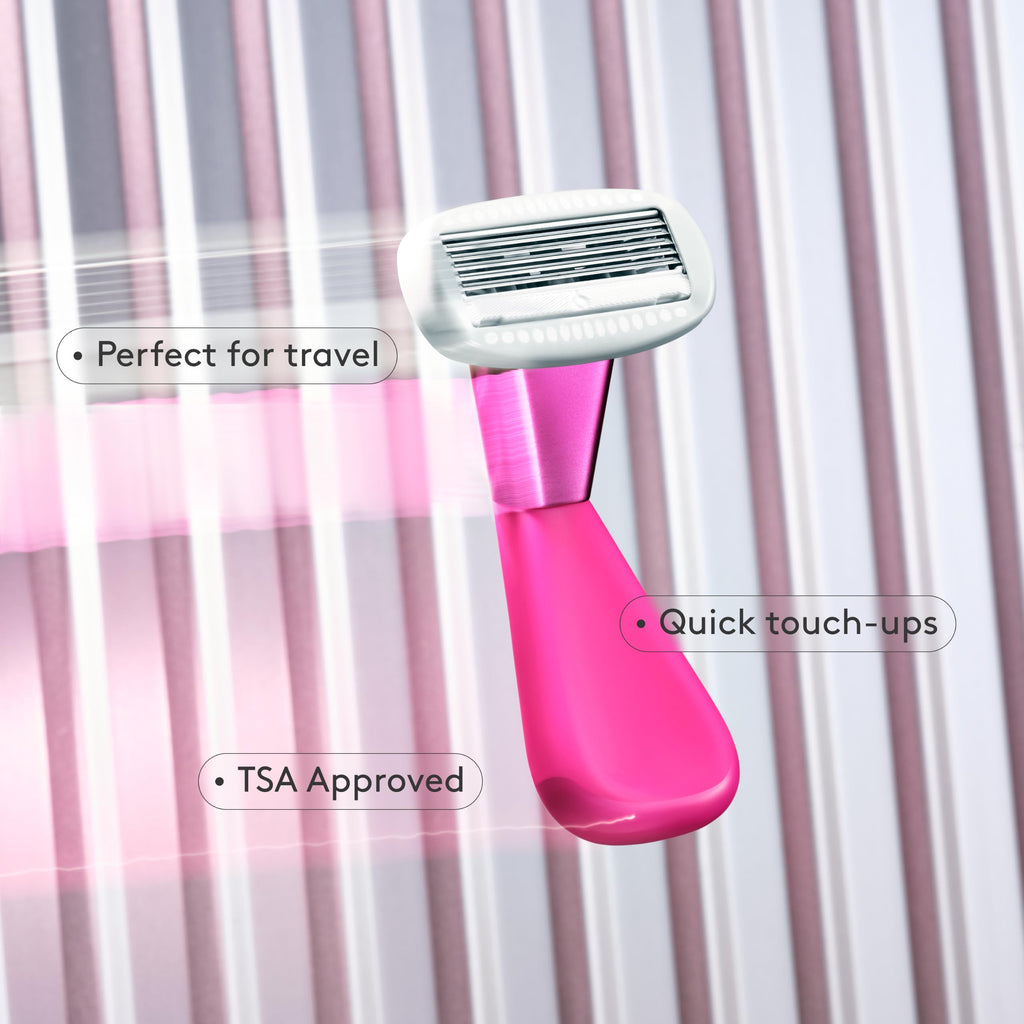 Athena Club Mini Razor Kit For Women, 5-Blade Travel Razor, 5 Refills