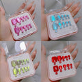 KKUUOO 4Pack Summer Glossy Acrylic Toenails, Full Cover, Glitter, 96Pcs
