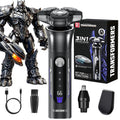 TRANSFORMERS Electric Razor for Men, 2-Speed Adjustable Shaver, IPX7 Waterproof, USB-C Fast Charging, LED Display, Smart Anti-Snag Beard Trimmer for Sensitive Skin, Mens Grooming Gift (Black)