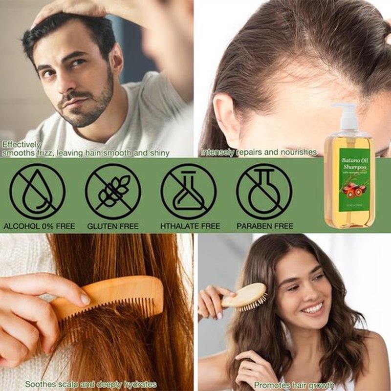 Shampoo De Batana, Rosemary Oil Shampoo De Batana Para La Caida Del Cabello, Nourishing & Regenerating Hair-Soft and Fluffy for Men & Women (1pcs)
