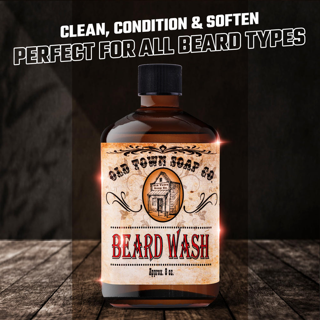 Old Town Soap Co. Beard Wash - Cleansing and Styling Beard Face Wash For Men (8oz)