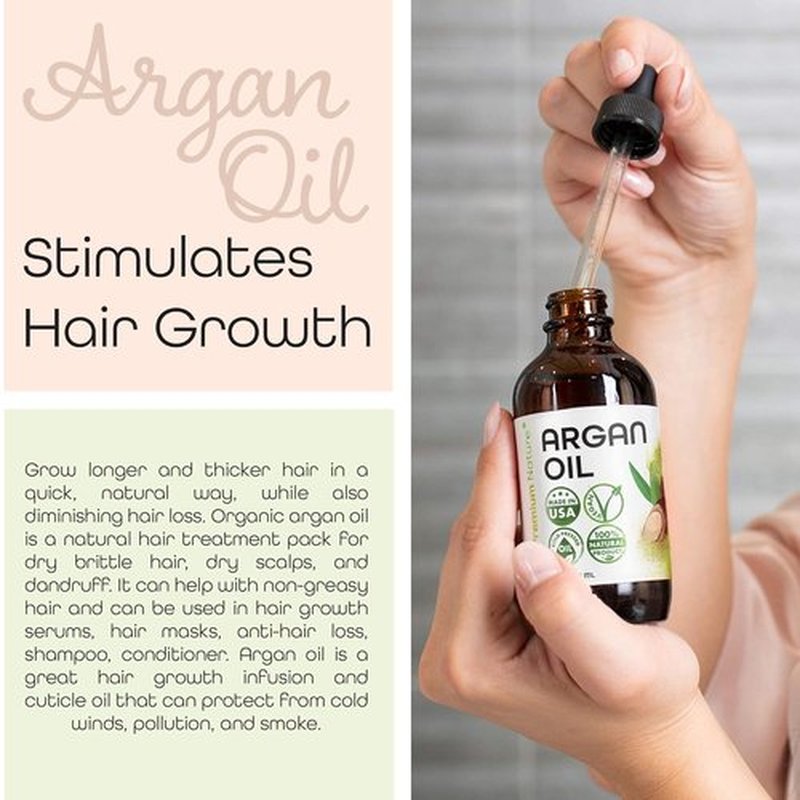 Premium Nature Argan Oil - 100% Pure Cold Pressed Hair Serum for Growth & Moisturizing | 4 oz
