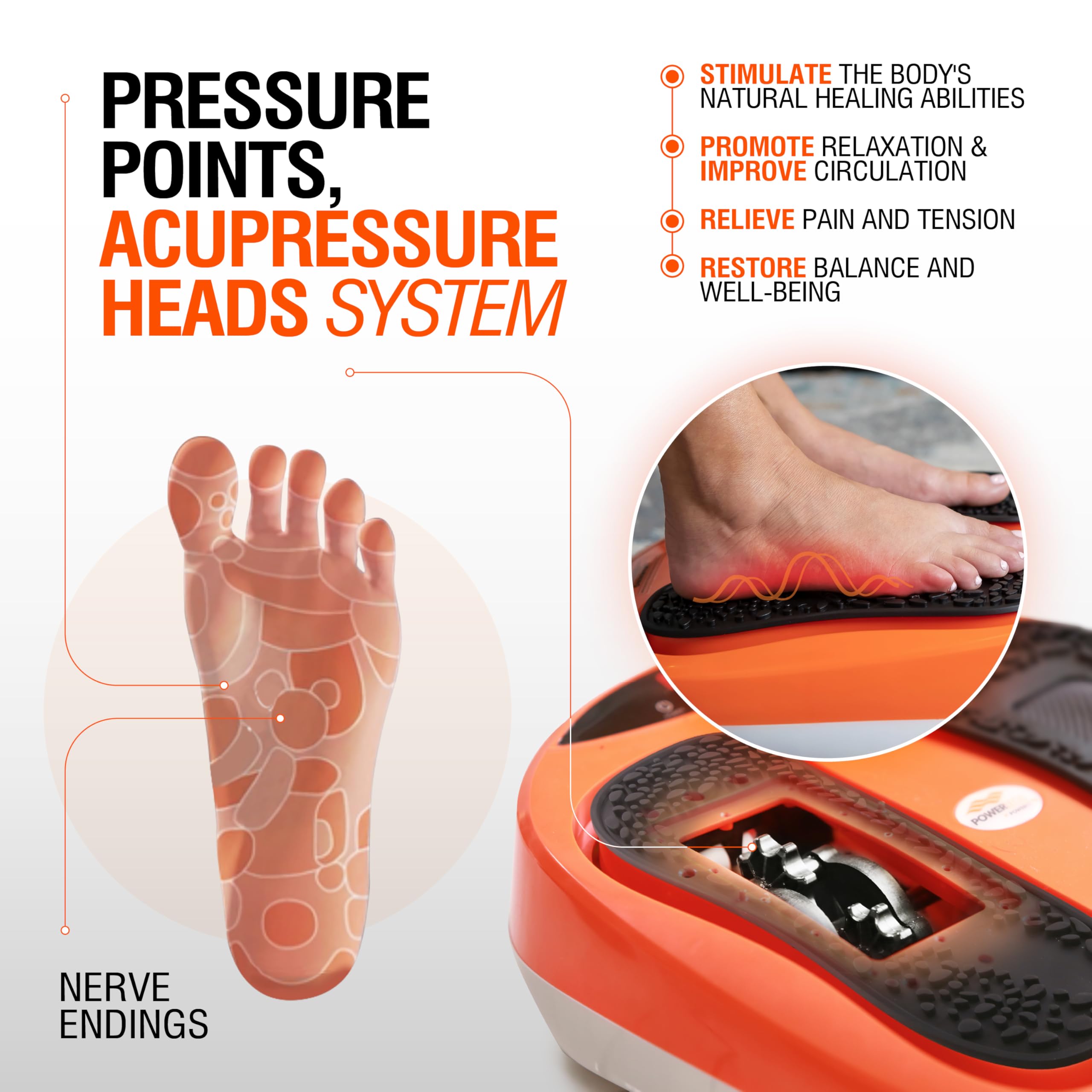 Power Legs Electric Foot Massager Machine with Remote Control, Adjustable Speed, Vibration - Calf Massager - Feet Massager for Neuropathy Pain Relief, Plantar Fasciitis, Leg Blood Circulation (Orange)