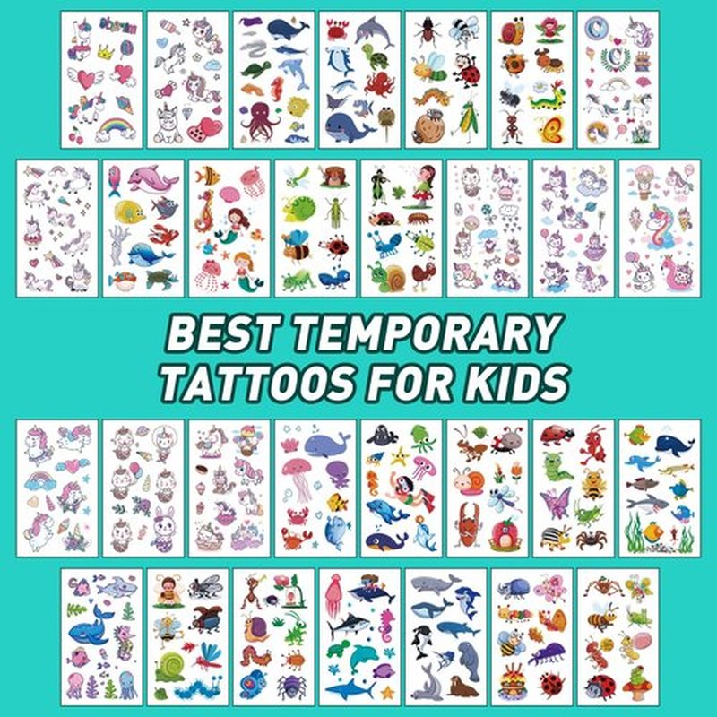 Temporary Tattoo Kids - 150 Sheets & 1700+ Patterns | Boosts Imagination/Creativity & Easy-Clean | Ideal for Party Favors, Arts & Crafts, Goodie Bags (Non-Toxic, Safe for Skin)-B