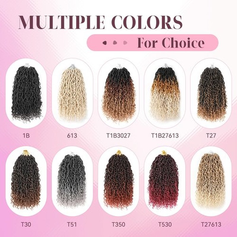 Short Goddess Locs Crochet Hair 10 Inch River Locs Boho Hippie Wavy Crochet With Curly Hair In Middle And Ends Braids Hair Extensions (7Packs,10 inch, 1B)
